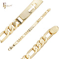FJ Fallon Fashion Jewelry Figaro Link Men's ID Bracelets with Cross 14K Gold Plated Brass Based