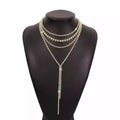 Dinner Dance Necklace Fashion Rhinestone Necklace Light Luxury Multilayer Tassel Claw Chain Necklace for Women Girls