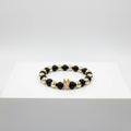 Hematite Natural Black Obsidian Stone Beads with Crown Energy Personality Stretch Bracelet Gold Polished Bracelet for Women Gift