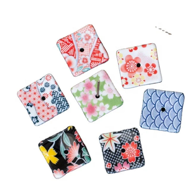 3.3*3.3*1.1cm Home  Groceries Japan  square Incense Inserts Retro Pattern Thread Incense Racks Ceramic Incense Stick Holder Dish
