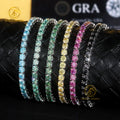 3MM 925 Silver Clover Bracelet Colorful VVS Moissanite Tennis Chain Fine Jewelry Men Women Moissanite Tennis Bracelet Low Price