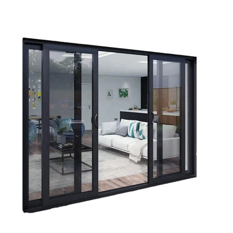 Outdoor High Track Waterproof Aluminium Sliding Door Thermal Break Double Tempered Glass Exterior Sliding Entry Doors for Patio