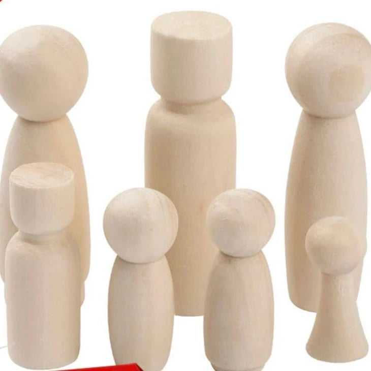 UK Best Seller Finished Snowman Natural Unpainted Diy Wooden Peg Dolls for Arts