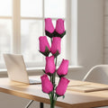 Handmade Simple Design Artificial Rose Single Stem Everlasting Silk Flower for Home Living Room Photography Indoor Decoration