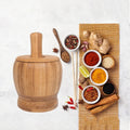 Wholesale Large Natural Color Private Label Custom Laser logo Spice Herb Grinder Bamboo Wooden Mortar and Pestle Set