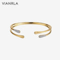 VIANRLA 925 Sterling Silver Minimalist Bilayer Bracelet 18k Gold Plating for Girl Jewelry Dropshipping Free Laser Logo