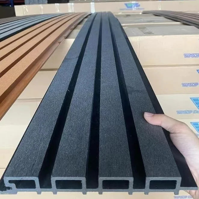 Exterior Wpc Wall Cladding Wood Grain Panels Interior Wpc Timber Outdoor Wall Facade Slat Wpc Wall Panel
