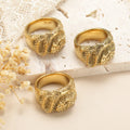Nabest Stainless Steel Vintage Irregular Texture Ring Jewelry Women 18k Gold Plated Exaggerated Personalized Finger Rings