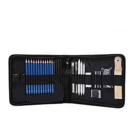 Bview Art Supplies Professional Quality 33 Pcs Artist Sketch Drawing Pencil Set With Black Zipper Carry Case