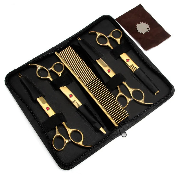 Kingtale 6 in 1 Professional 9CR Stainless Steel Safety Round Tip Dog Scissors for Grooming