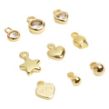 JS1656 Tiny Little Mini 14k 18k Gold Plated Heart Star Ball Teardrop Flower CZ Round Charms Drop End Beads for Extender Chain