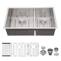 28-inch 60/40 Double Bowl 16 Gauge Stainless Steel 28*19*10 Inch Undermount Low-Divide Kitchen Sink