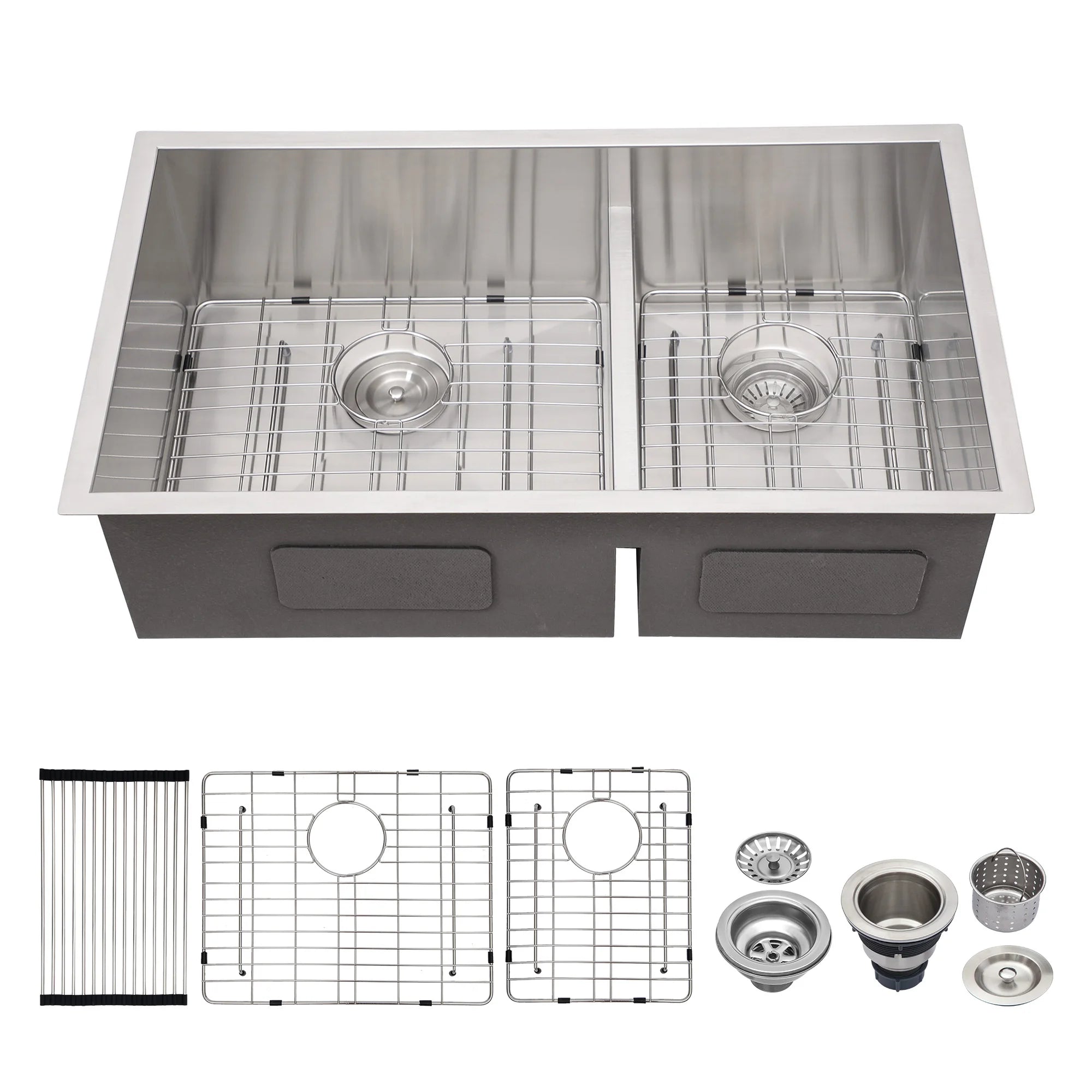 28-inch 60/40 Double Bowl 16 Gauge Stainless Steel 28*19*10 Inch Undermount Low-Divide Kitchen Sink