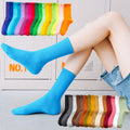 Wholesale 200 Needle Solid Color Mid Calf Socks Female Casual Cotton Crew Socks for Women