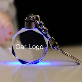 Fashion Creative Wholesale K9 Blank Crystal Laves LED Key Chains Custom 3d logo Crystal Keychains for Giveaway
