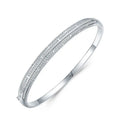 Trendy Fashion Women's Bangle Single Cuff Pave Zircon & Diamond 925 Silver Jewelry for Engagement and Gift