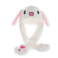 Funny Bunny Plush Hat Cap for Women Girls Cosplay Christmas Party Holiday Floppy Ear Hat Rabbit Ear Moving Jumping Polyester