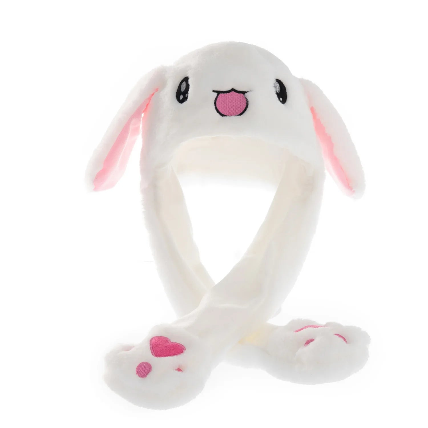 Funny Bunny Plush Hat Cap for Women Girls Cosplay Christmas Party Holiday Floppy Ear Hat Rabbit Ear Moving Jumping Polyester