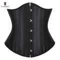 Lace up Boned Waist Training Corsets Overbust 26 Rods Women Satin Cupless Bustier Firm Tummy Control Black Corset Ann Chery