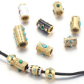 Stainless Steel Enamel Long Tubes Eyes Beads Spacer Big Holes Bead Charms DIY Bracelets Ethnic Necklace Jewelry Making