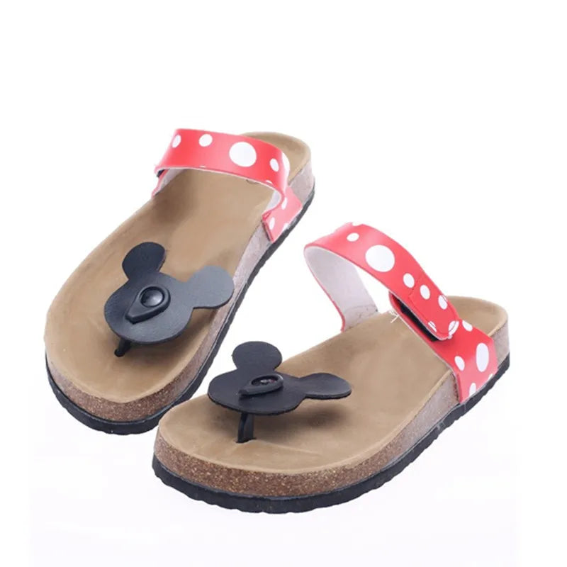 Women's Cute Polka Dot Cartoon Flip-flops Bow Tie Sweet Ladies Flat Sandals Soft Bottom Comfortable Non-slip Ladies Casual Shoes