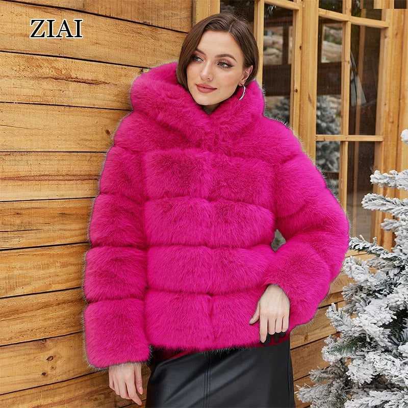 Fashion Ladies Fake Fur Coat Winter Women Custom Faux Fur Jacket Warm Faux Fur Coat for Women