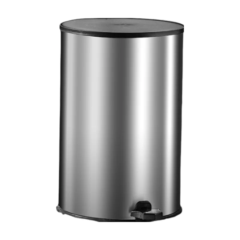 Hot Sale Stainless Steel Waste Bin 8L Silver Soft Closed Trash Can Round Pedal Dustbin for Bathroom Office Kitchen