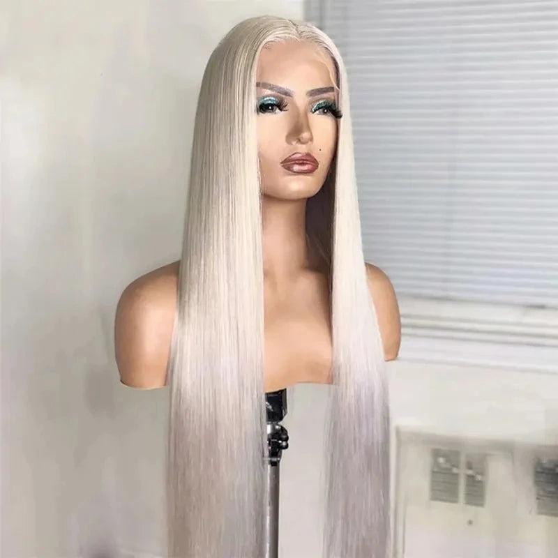 Light Blonde Middle Part Natural Hairline Long Straight Wig Cuticle Consistent Virgin Russian Human Hair Wig