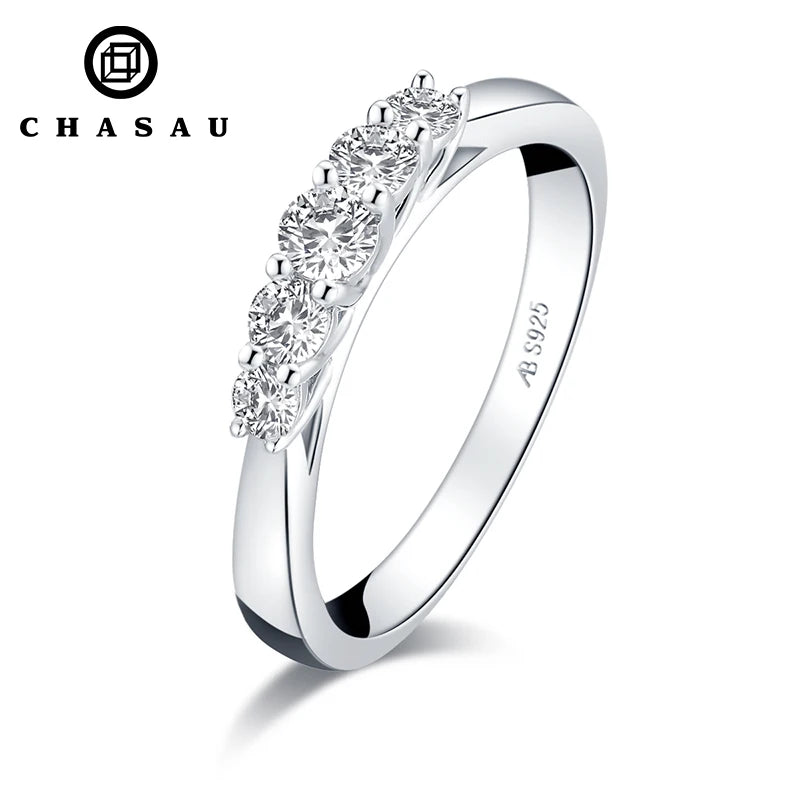 Factory Price Cubic Zirconia Eternity Cz Ring Five Stone Halo ZIRCON Round Created White Sapphire Engagement Ring for Women