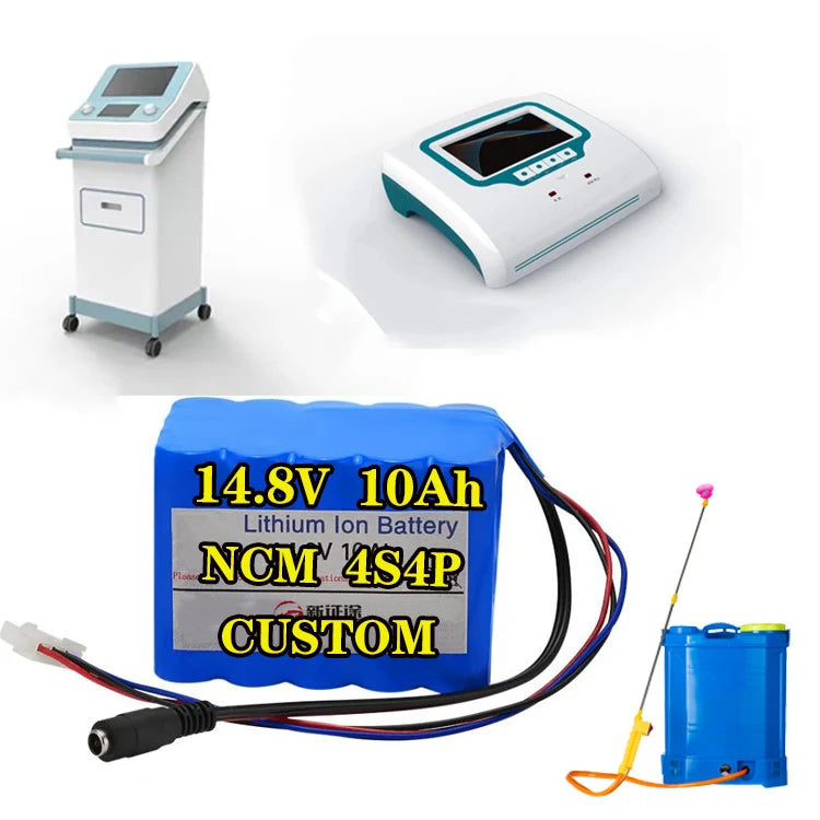 Customized 18650 14.8V 10Ah Batteries 4S4P Li Ion Medical Apparatus and Instruments Electric Sprayer Battery Pack