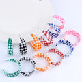 Candy Color Checkered Pattern Opening Acrylic Hoop Earrings Cute Plastic Ear Stud Girl's Gift Resin Earring