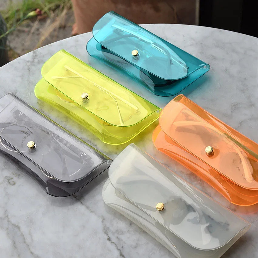 Custom Logo Jelly PVC Clear Travel Package Pouch for Myopia Glasses Sunglasses Case