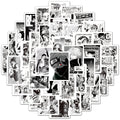 New 50Pcs Black and White Japanese Comic Manga Poster Stickers for Wall Phone Decor Waterproof Anime Sticker