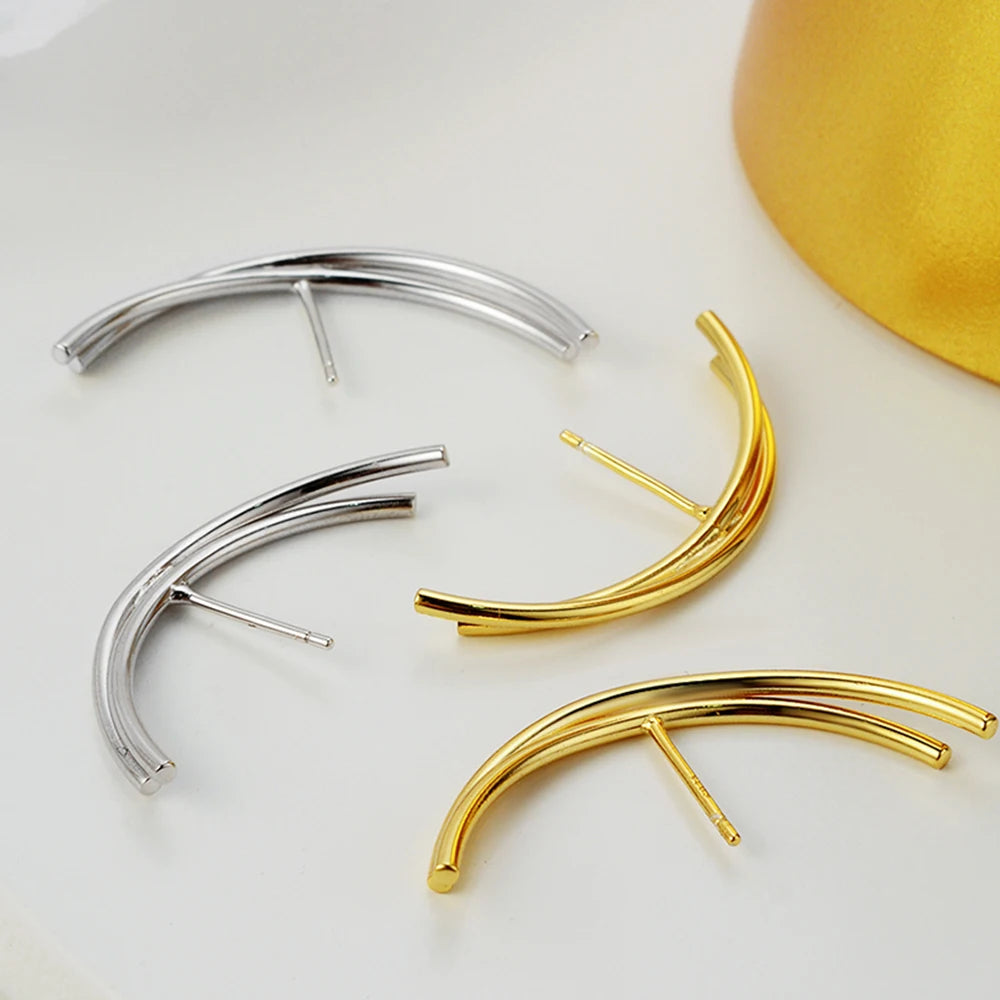 Simple and Fashionable 925 Sterling Silver Handmade Round Thread Winding Ear Studs Women's Personality Versatile Ear Accessories