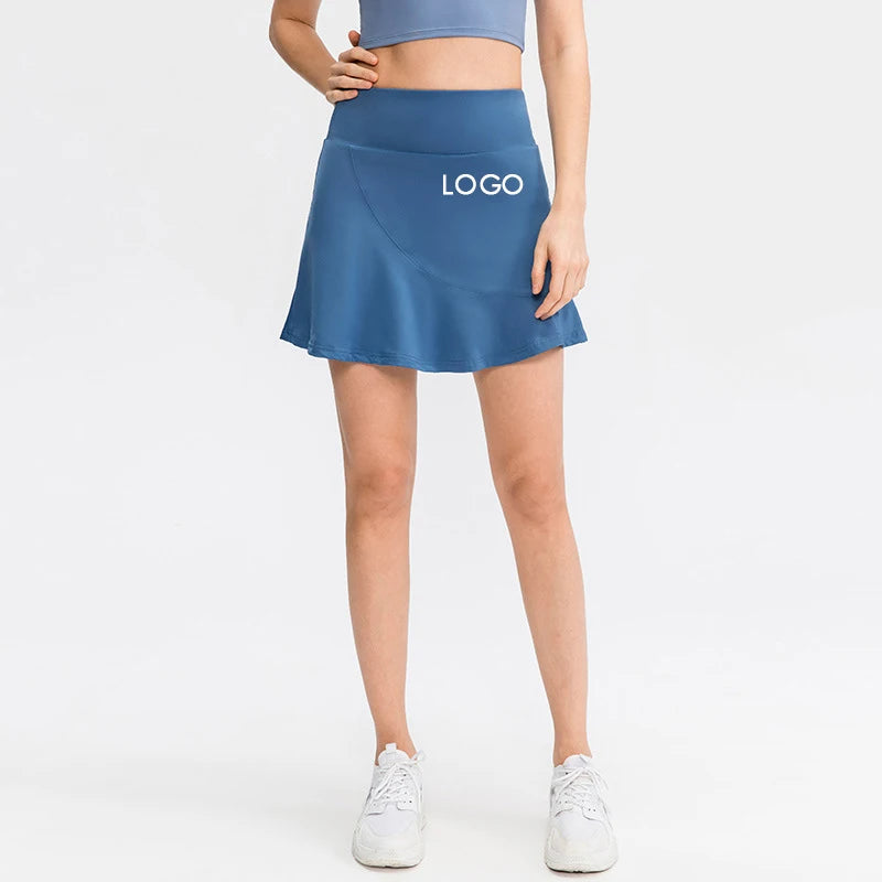 OEM Customize Knee Length Fitness Golf Skirt Polyester High Waist Netball Tennis Sports Skirt