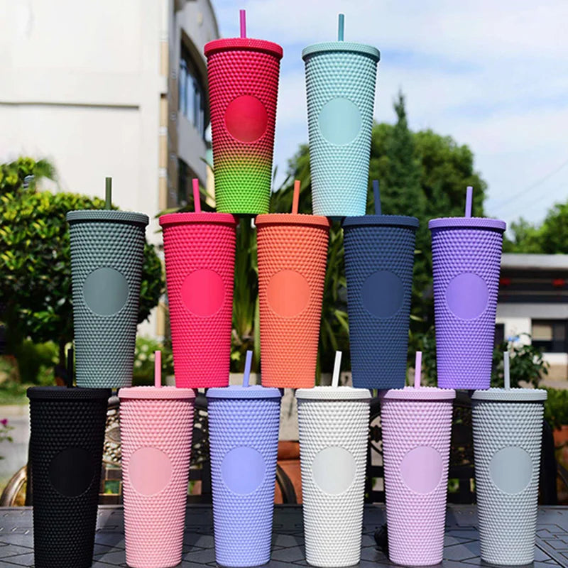 Top SellingPlastic Bpa Free  24 oz New Design Milk Drinking Tumbler Cup Fashion Durian Tumbler With Straw