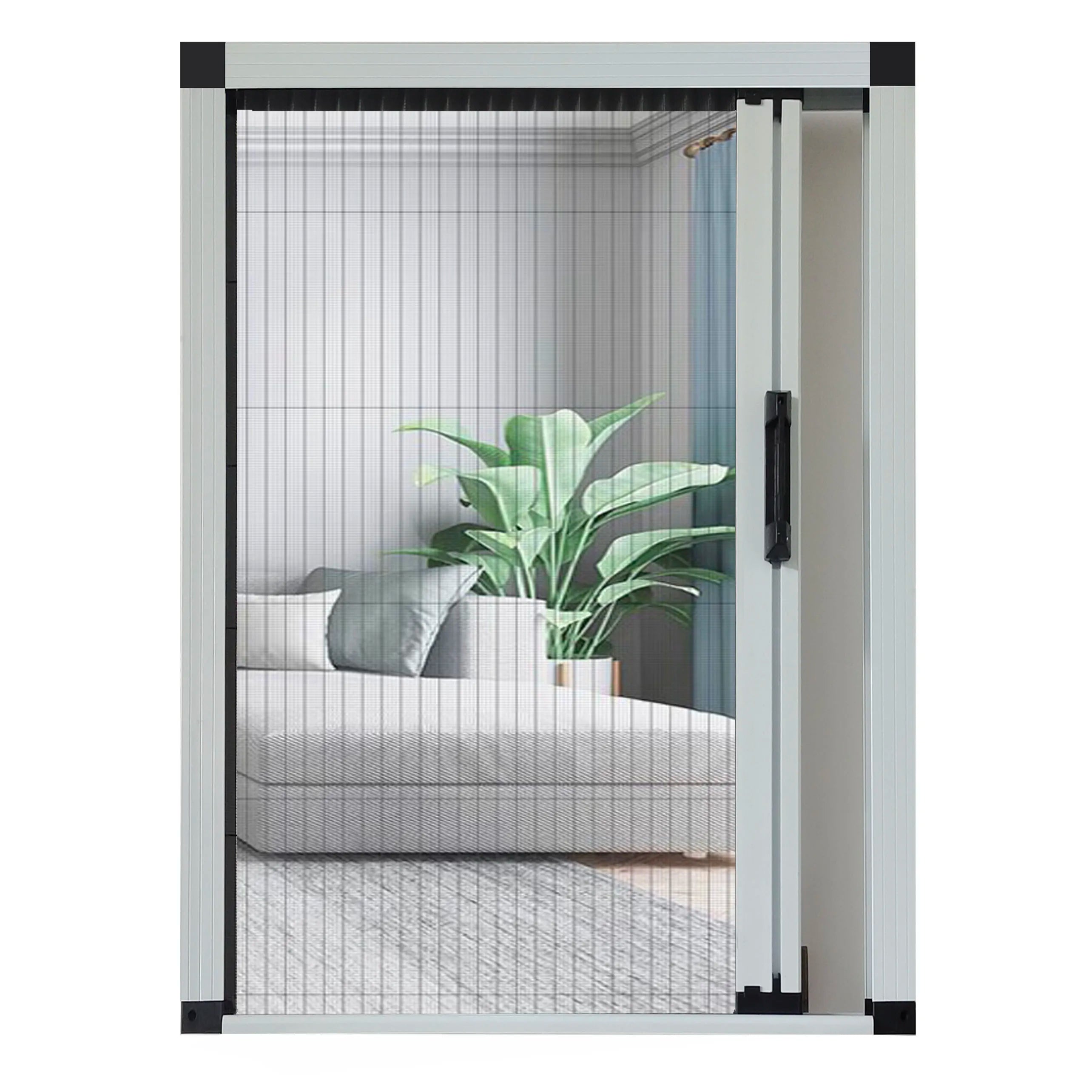 Modern Design Polyester Retractable Folding Mesh Door Screens Aluminum Alloy Frame Mosquito Net Sliding Window Door Antimosquito