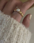 R1128 7-8mm Natural Freshwater Pearl Ring Accessory 925 Sterling Silver Adjustable Size Engagement Jewelry Ring for Women