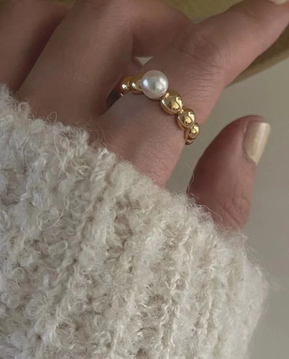 R1128 7-8mm Natural Freshwater Pearl Ring Accessory 925 Sterling Silver Adjustable Size Engagement Jewelry Ring for Women
