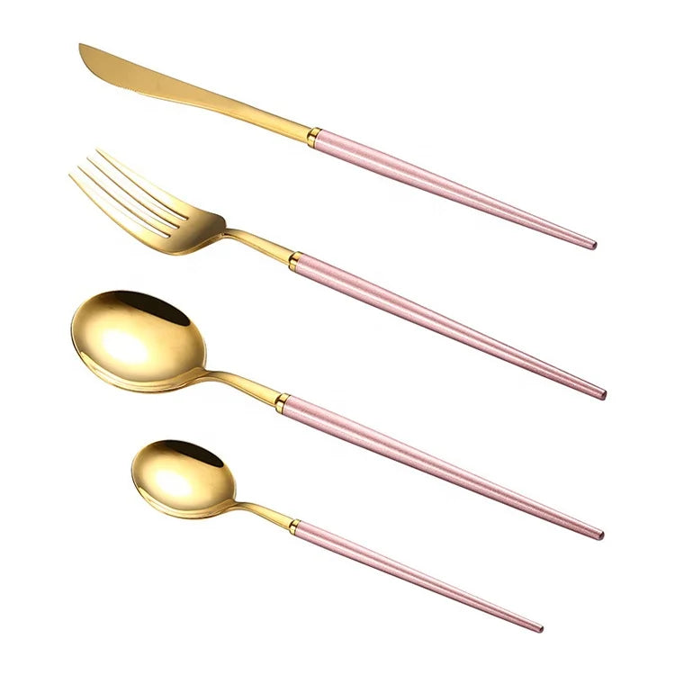 Hot Sale Rose Gold Tableware Set Stainless Steel Cutlery Set Western Food Tableware Luxury Fork Teaspoon Knife Cutlery