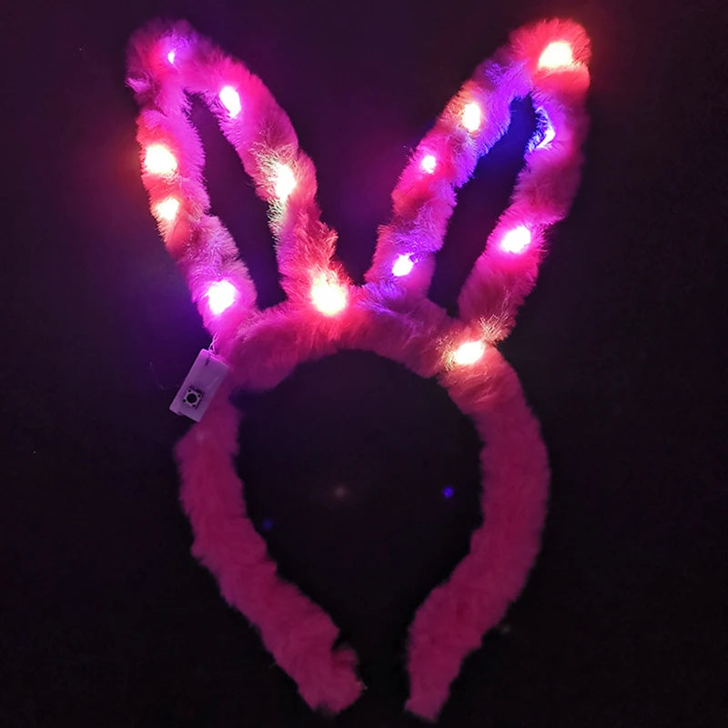 Kids Plush LED Bunny Headband Mix Color Flashing for Parties Graduations New Years Mother's Day-Cloth Material
