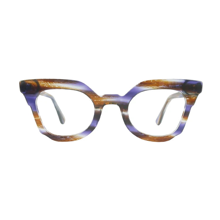 Latest Unique Design Girls Cateye Multi Colors Stripe Acetate Optical Frame Eyeglasses