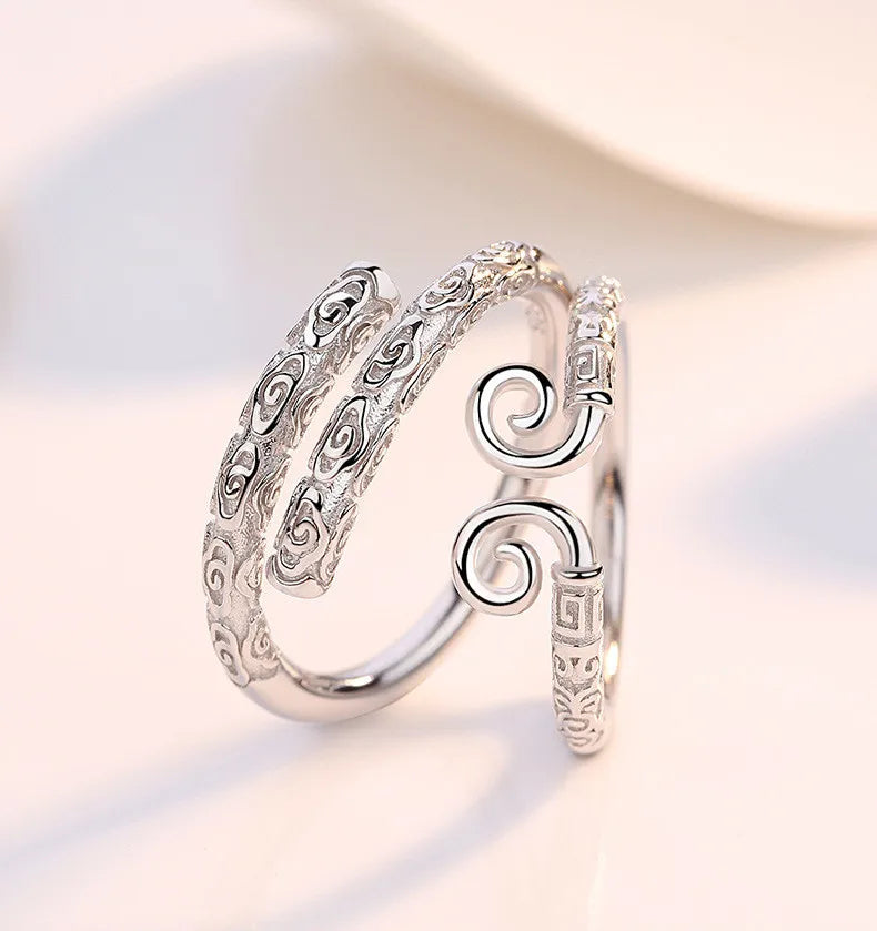 Silver Plated Simple Design Hoop Couple Ring Open Couple Ring for Women Men Wedding Engagement Wedding Jewelry