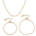 Fresh and Elegant Simple Personality commuter Jewelry Rice Bead Chain Drop Oil Design Sense Stainless  Steel Jewelry Set