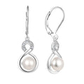 YILUN 925 Sterling Silver Rhodium Plated Freshwater Pearl Earrings for Women CZ Infinity Drop Dangle Earrings for Girls