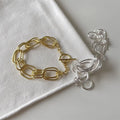 Statement 925 Sterling Silver Women Bracelet 18k Gold Double Link Chain Bracelet