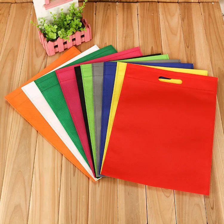Custom Logo Recyclable Non Woven Drawstring Camouflage Pattern Medium Size Flat Pocket Gift Tote Bag Shopping Grocery Bag Handle