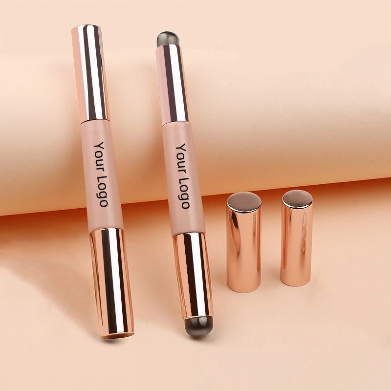 Double Sided Portable Makeup Brush Cover Wood Handle Soft Silicone Multi-Function Nail Art DIY Smudge Blending Concealer Brush