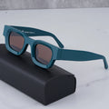 Finewell Chunky Black Green Rectangular Sunglasses Polarized Sun Glasses Handmade Acetate Square Frame Shades UV400 Men Sol De