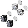 Magnetic Stainless Steel Stud Earrings Punk Style Synthetic Zircon Non-Piercing Clip-On Jewelry Hip Hop Street Style